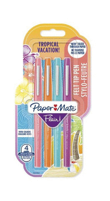 BOLIGRAFO PAPER MATE FLAIR TROPICAL BOLSA 4 COLORES SURTIDO