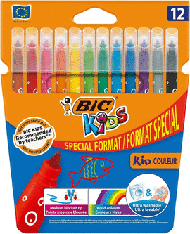 ROTULADORES BIC KIDS 12 COLORES PUNTA MEDIA