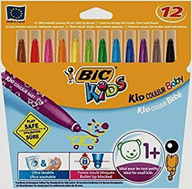 ROTULADORES BIC KIDS XL 12 COLORES LAVABLES