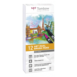 SET DUAL BRUSH-PEN GREY 12 COLORES