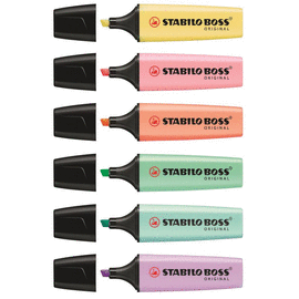 ESTUCHE 6 MARCADORES FLUORESCENTES STABILO BOSS 70 ORIGINAL PASTEL