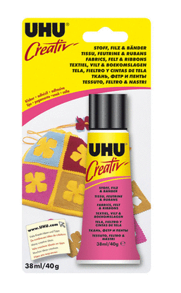 PEGAMENTO UHU 38ML CREATIV PARA TEJIDO Y FIELTRO