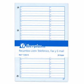 RECAMBIO LISTIN TELEFONICO FAX E-MAIL 24 HOJAS REF.1032