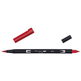 TOMBOW - ROTULADOR DE PUNTA DOBLE, COLOR ROJO (845 CARMINE)