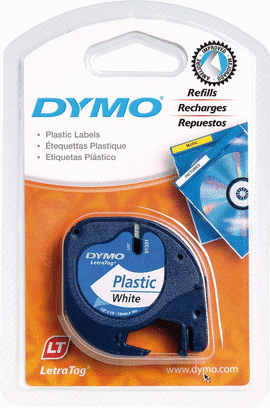 CINTA DYMO TAG 12MM PLASTICO BLANCO