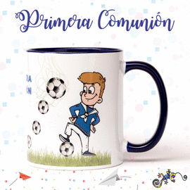 TAZA DE CERAMICA DE PRIMERA COMUNION NI�O FUTBOL