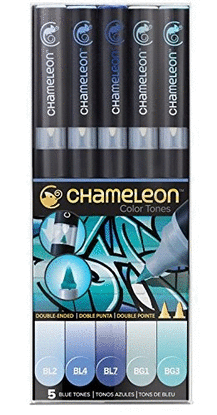 ROTULADORES CHAMELEON COLORES AZULES BLISTER 5 ROTULADORES