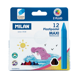 CERAS PLASTIPASTEL MAXI TRIANGULARES 12 COLORES