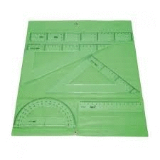 JUEGO REGLAS, ESCUADRA, CARTABN, TRANSPORTADOR DE NGULOS. ESCOLAR SAFTA  940001