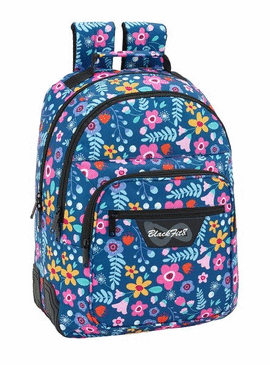 MOCHILA DOBLE CANTONERAS ADAPTABLE CARRO BLACKFIT8 FLOWERS. SAFTA
