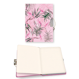 DIARIO CON CANDADO 14X19 CM PINK JUNGLE. SENFORT