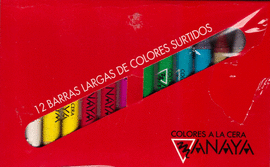 CERAS DE COLORES 12 BARRAS LARGAS DE COLORES SURTIDOS. ANAYA