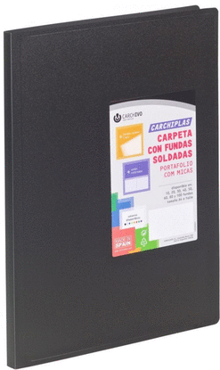 CARPETA CARTAFOL 10 FUNDAS A4 TAPA FLEXIBLE NEGRO CARCHIPLAS