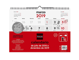 FINOCAM CALENDARIO PARED 18 MESES 2018-2019 ESPA�OL FINOCAM