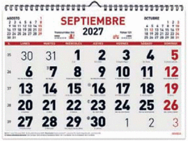 CALENDARIO 2027 MYRGA CON ESPIRAL. 30X21 CM. MOD. REF. 1590