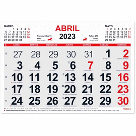 FALDILLA CALENDARIO MENSUAL 2023 MYRGA 30X21 REF.1593