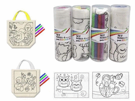 SET BOLSA DE TELA COLOREAR C/4 ROTULADORES. POESSA
