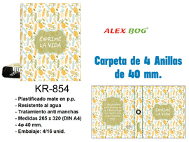 CARPETA ARCHIVADOR PI�AS, EXPRIME LA VIDA. ALEX BOG