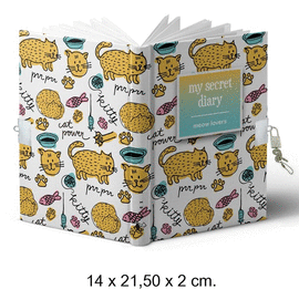 DIARIO TAMA�O A5 CANDADO MEOW LOVERS