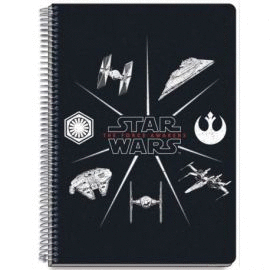 CUADERNO TAPA DURA A4 STAR WARS NEGRA CUADR�CULA