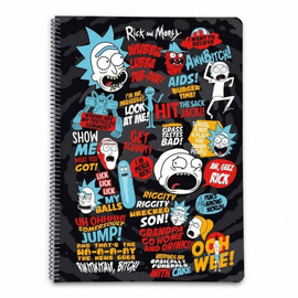 CUADERNO CUADRICULADO TAPA DURA A4 5X5 RICK & MORTY. ERIK