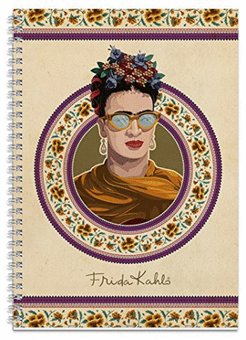 CUADERNO A4 CUADRCULA 5X5 TAPA FORRADA, DISEO FRIDA KAHLO. ERIK