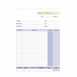 TALONARIO DE FACTURAS DUPLICADAS AUTOCOPIANTES REF 69D. TAMA�O 1/4. MARINO