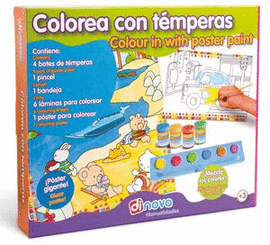 JUEGO EDUCATIVO DINOVA COLOREA CON TEMPERAS