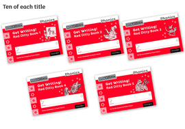 READ WRITE INC. PHONICS: GET WRITING!: RED DITTY BOOKS 1-5 PACK OF 50 NEW EDITIO