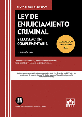 LEY DE ENJUICIAMIENTO CRIMINAL Y LEGISLACION COMPLEMENTARIA