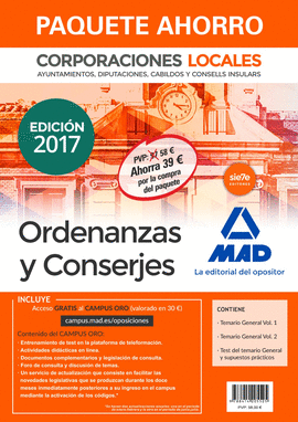 PAQUETE AHORRO ORDENANZAS Y CONSERJES DE CORPORACIONES LOCALES.
