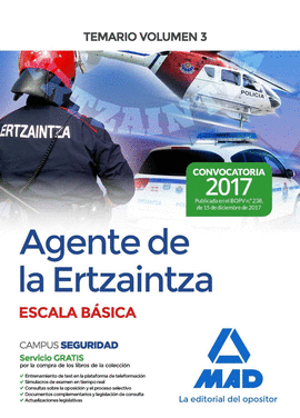 AGENTE DE LA ERTZAINTZA ESCALA B�SICA. TEMARIO VOLUMEN 3