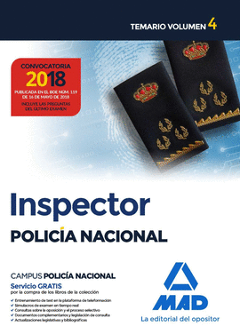 INSPECTOR DE POLICA NACIONAL. TEMARIO VOLUMEN 4