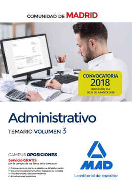 ADMINISTRATIVO DE LA COMUNIDAD DE MADRID. TEMARIO VOLUMEN 3
