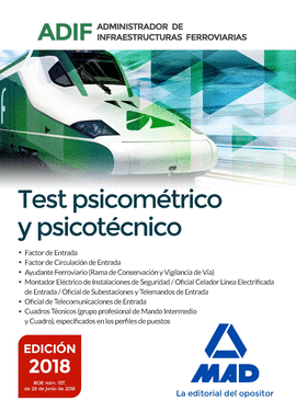 TEST PSICOMTRICO Y PSICOTCNICO. ADMINISTRADOR DE INFRAESTRUCTURAS FERROVIARIAS