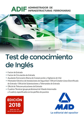 TEST DE CONOCIMIENTOS DE INGLS. ADMINISTRADOR DE INFRAESTRUCTURAS FERROVIARIAS