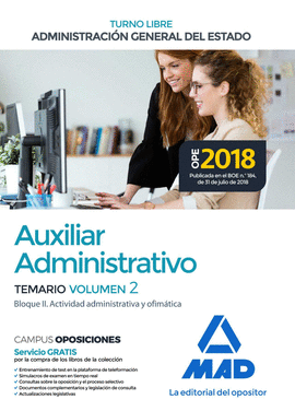 AUXILIAR ADMINISTRATIVO DE LA ADMINISTRACIN GENERAL DEL ESTADO (TURNO LIBRE).