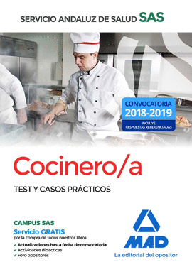 COCINERO/A DEL SERVICIO ANDALUZ DE SALUD. TEST  Y CASOS PRCTICOS