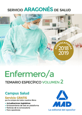 ENFERMERO/A DEL SERVICIO ARAGONS DE SALUD. TEMARIO ESPECFICO VOLUMEN 2