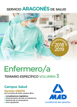 ENFERMERO/A DEL SERVICIO ARAGONS DE SALUD. TEMARIO ESPECFICO VOLUMEN 3