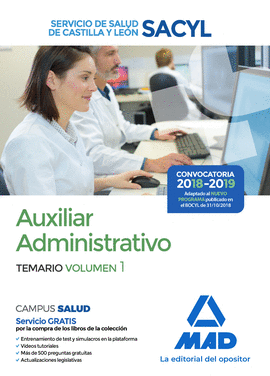 AUXILIAR ADMINISTRATIVO DEL SERVICIO DE SALUD DE CASTILLA Y LEN (SACYL). TEMARI
