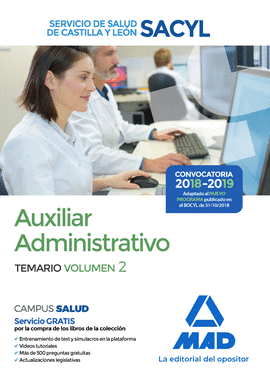 AUXILIAR ADMINISTRATIVO DEL SERVICIO DE SALUD DE CASTILLA Y LEN (SACYL). TEMARI