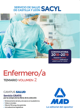 ENFERMERO/A DEL SERVICIO DE SALUD DE CASTILLA Y LEN (SACYL). TEMARIO VOLUMEN 2