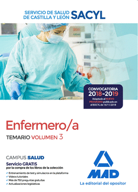 ENFERMERO/A DEL SERVICIO DE SALUD DE CASTILLA Y LE�N (SACYL). TEMARIO VOLUMEN 3