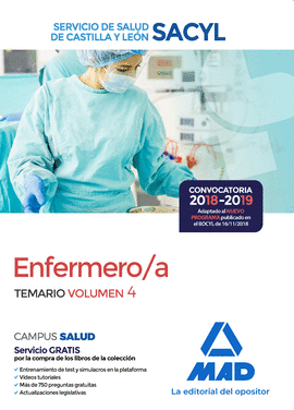 ENFERMERO/A DEL SERVICIO DE SALUD DE CASTILLA Y LEN (SACYL). TEMARIO VOLUMEN 4