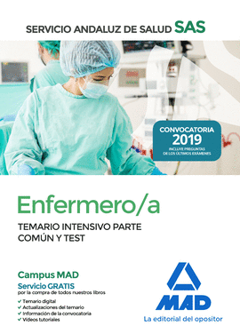 ENFERMERO/A DEL SERVICIO ANDALUZ DE SALUD. TEMARIO INTENSIVO PARTE COMN Y TEST