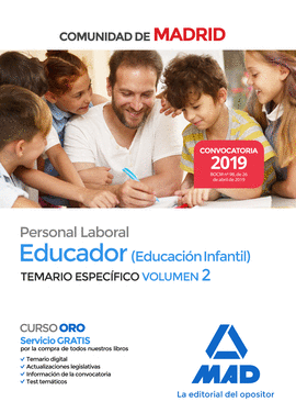 EDUCADOR (EDUCACION INFANTIL). PERSONAL LABORAL DE LA COMUNIDAD DE MADRID TEMARI