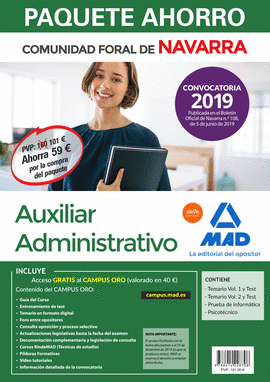 PAQUETE AHORRO AUXILIAR ADMINISTRATIVO DE LA COMUNIDAD FORAL DE NAVARRA. AHORRO