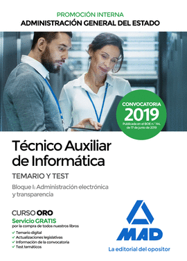 TECNICO AUXILIAR DE INFORMATICA DE LA ADMINISTRACION GENERAL DEL ESTADO. TEMARIO