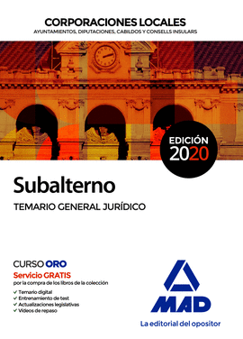 SUBALTERNO CORPORACIONES LOCALES. TEMARIO GENERAL  JURDICO